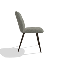 Armless Dining Chair Bari 6405 in Sneak 149 fabric (taupe), espresso legs, side view