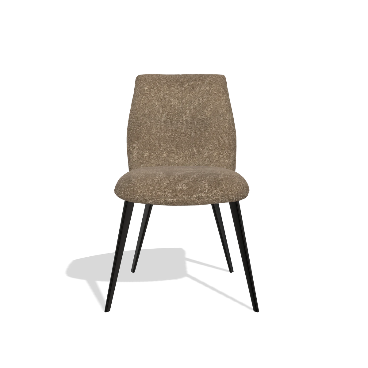 Armless Dining Chair Bari 6405 in Sneak 16 fabric (olive), black legs, front view