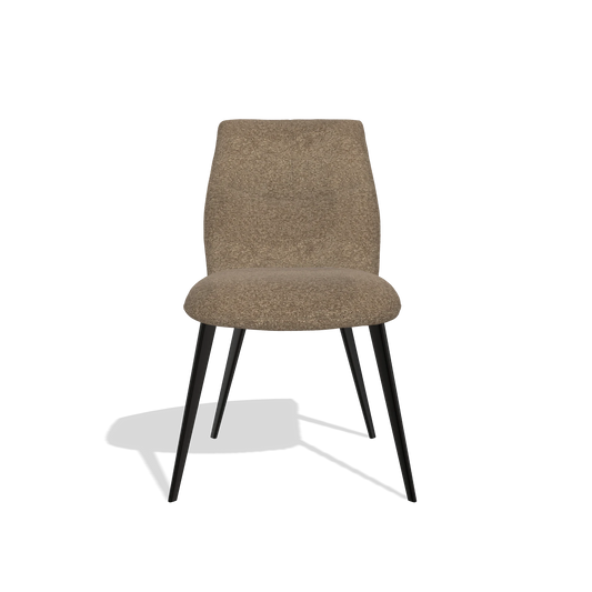 Silla de comedor sin reposabrazos Bari 6405 en tela Sneak 16 (oliva), patas en negro, vista frontal