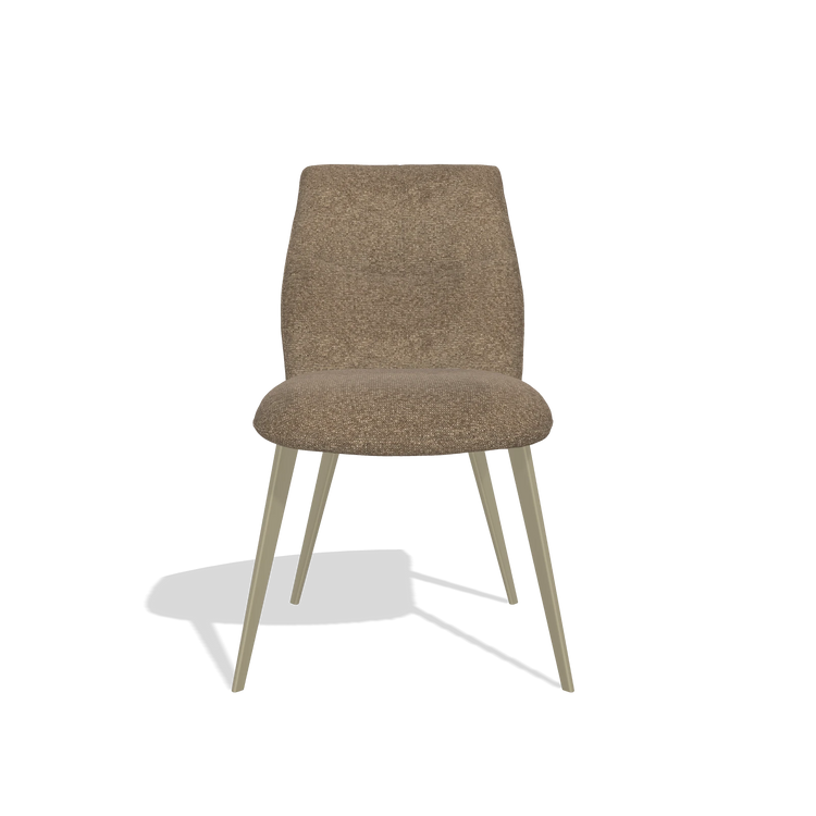 Armless Dining Chair Bari 6405 in Sneak 16 fabric (olive), champagne legs, front view