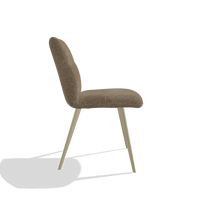 Armless Dining Chair Bari 6405 in Sneak 16 fabric (olive), champagne legs, side view