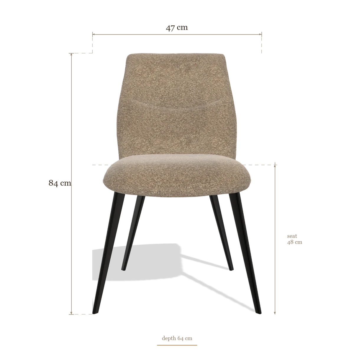 Armless Dining Chair Bari 6405, dimensions 47 x 64 x 84 cm