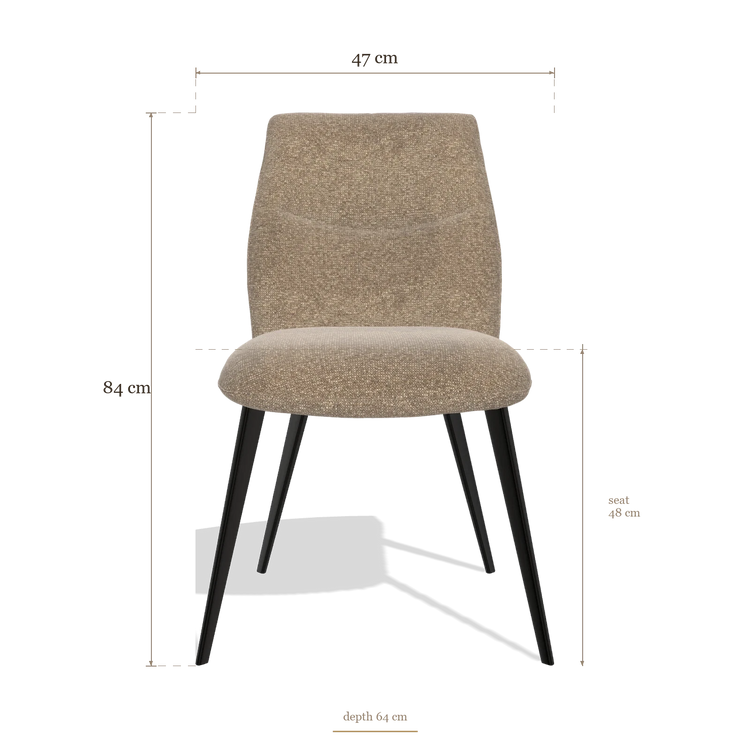 Armless Dining Chair Bari 6405, dimensions 47 x 64 x 84 cm