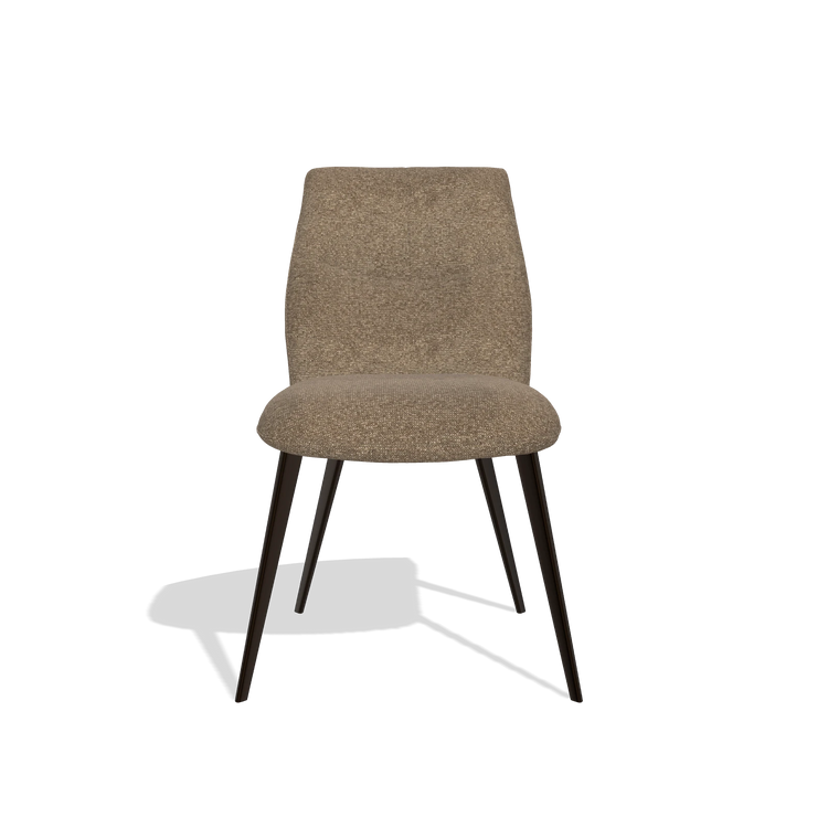 Armless Dining Chair Bari 6405 in Sneak 16 fabric (olive), espresso legs, front view