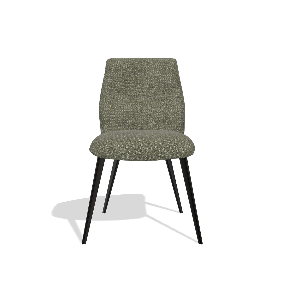 Armless Dining Chair Bari 6405 in Sneak 59 fabric (dark grey), black legs, front view