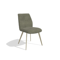 Armless Dining Chair Bari 6405 in Sneak 59 fabric (dark grey), champagne legs, angled view