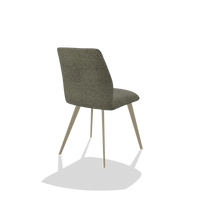 Armless Dining Chair Bari 6405 in Sneak 59 fabric (dark grey), champagne legs, back angled view