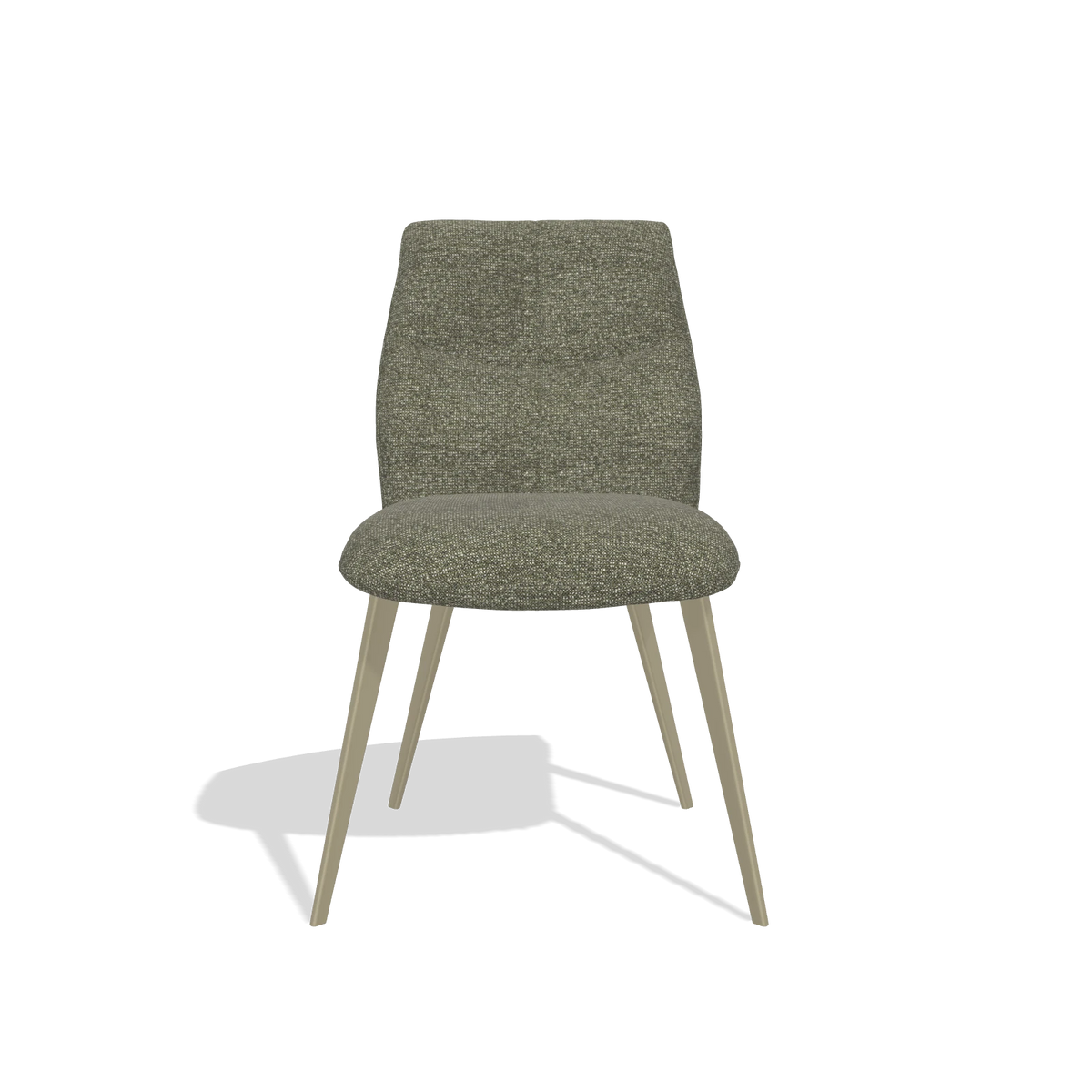Armless Dining Chair Bari 6405 in Sneak 59 fabric (dark grey), champagne legs, front view