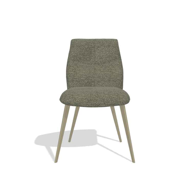 Armless Dining Chair Bari 6405 in Sneak 59 fabric (dark grey), champagne legs, front view
