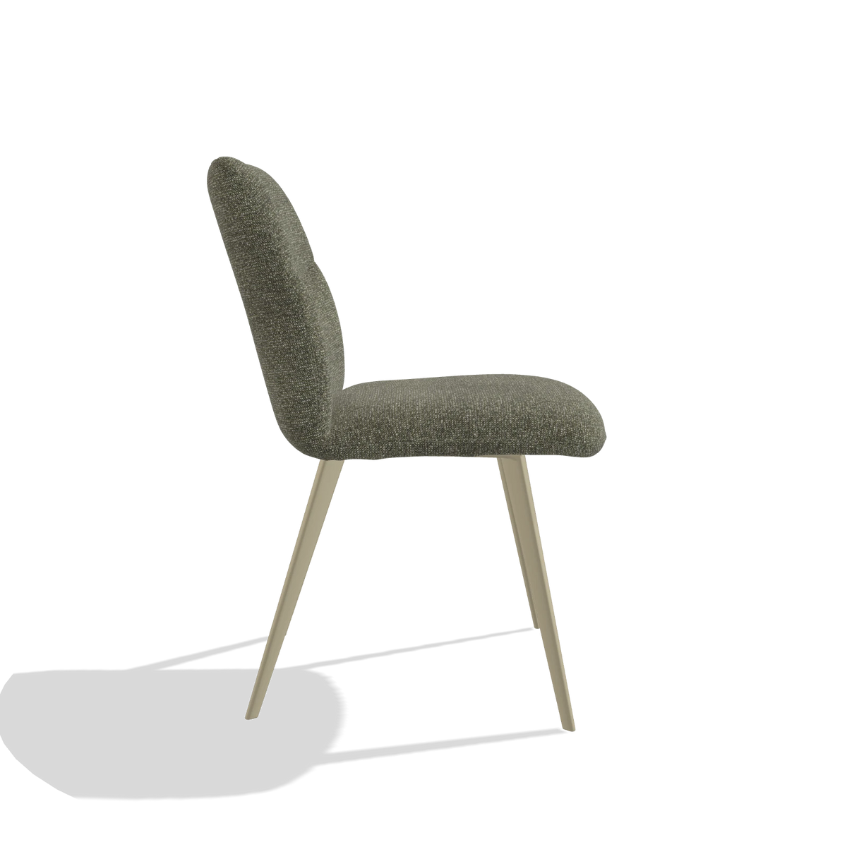 Armless Dining Chair Bari 6405 in Sneak 59 fabric (dark grey), champagne legs, side view