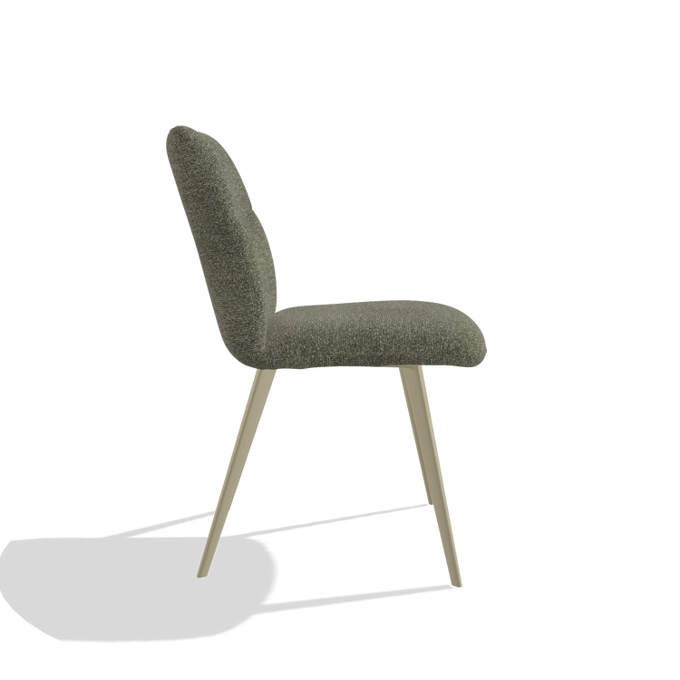 Armless Dining Chair Bari 6405 in Sneak 59 fabric (dark grey), champagne legs, side view
