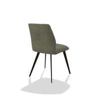 Armless Dining Chair Bari 6405 in Sneak 59 fabric (dark grey), espresso legs, back angled view