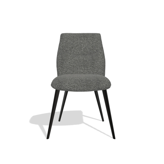 Silla de comedor sin reposabrazos Bari 6405 en tela Sneak 65 (gris oscuro), patas en negro, vista frontal