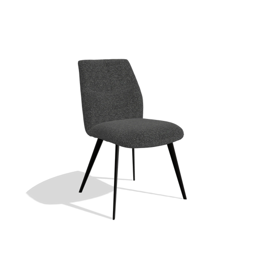Silla de comedor sin reposabrazos Bari 6405 en tela Sneak 67 (negro), patas en negro, vista en ángulo