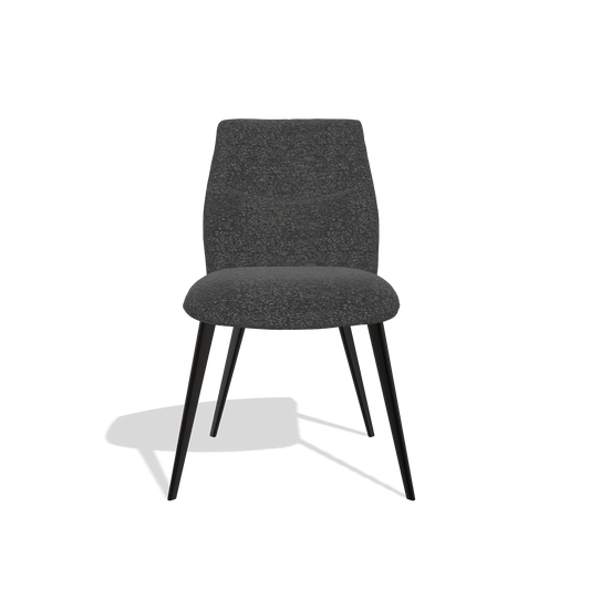 Silla de comedor sin reposabrazos Bari 6405 en tela Sneak 67 (negro), patas en negro, vista frontal