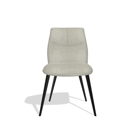 Silla de comedor sin reposabrazos Bari 6405 en tela Stella 01 (greige), patas en negro, vista frontal