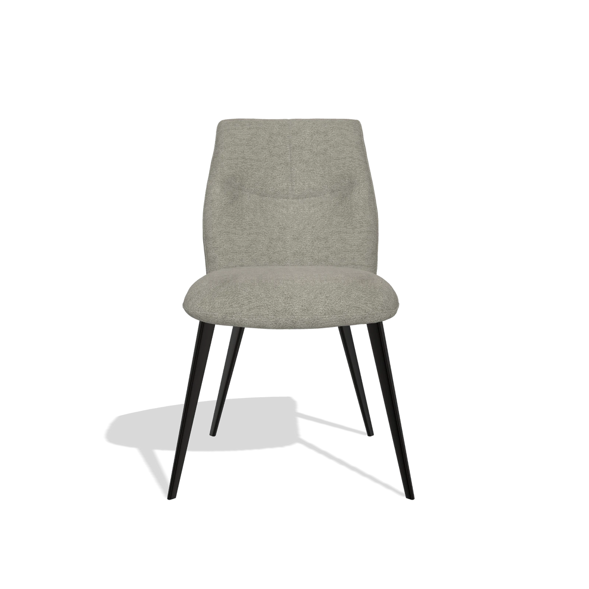 Armless Dining Chair Bari 6405 in Stella 10 fabric (taupe), black legs, front view
