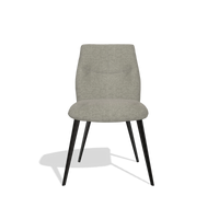 Armless Dining Chair Bari 6405 in Stella 10 fabric (taupe), black legs, front view