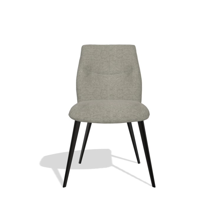 Armless Dining Chair Bari 6405 in Stella 10 fabric (taupe), black legs, front view