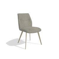 Armless Dining Chair Bari 6405 in Stella 10 fabric (taupe), champagne legs, angled view