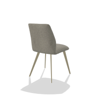 Armless Dining Chair Bari 6405 in Stella 10 fabric (taupe), champagne legs, back angled view