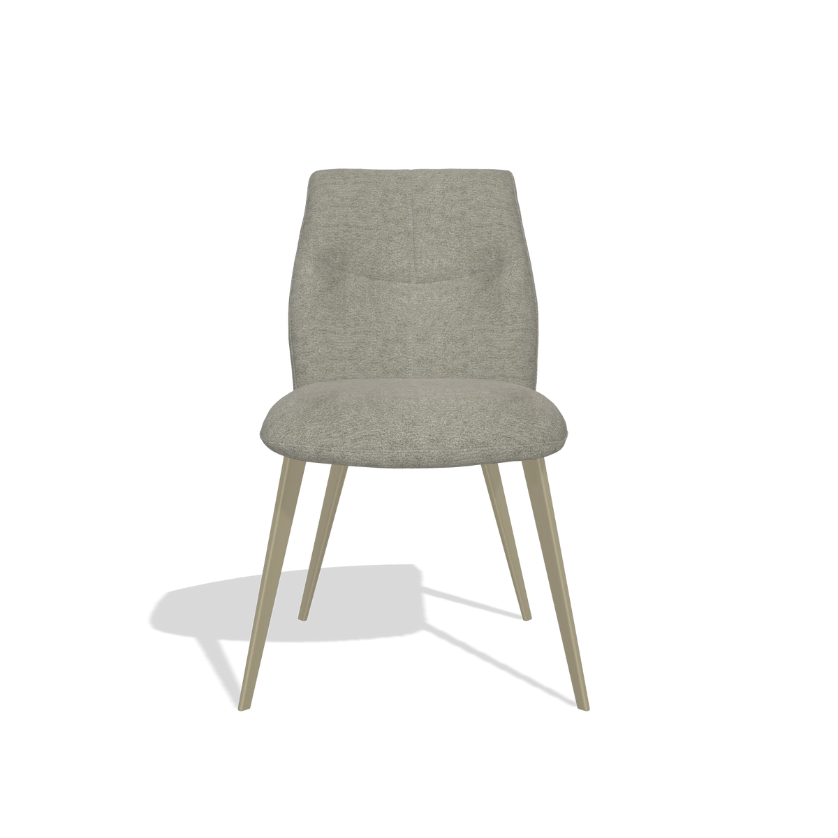 Armless Dining Chair Bari 6405 in Stella 10 fabric (taupe), champagne legs, front view