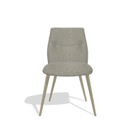 Armless Dining Chair Bari 6405 in Stella 10 fabric (taupe), champagne legs, front view