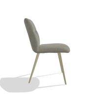 Armless Dining Chair Bari 6405 in Stella 10 fabric (taupe), champagne legs, side view