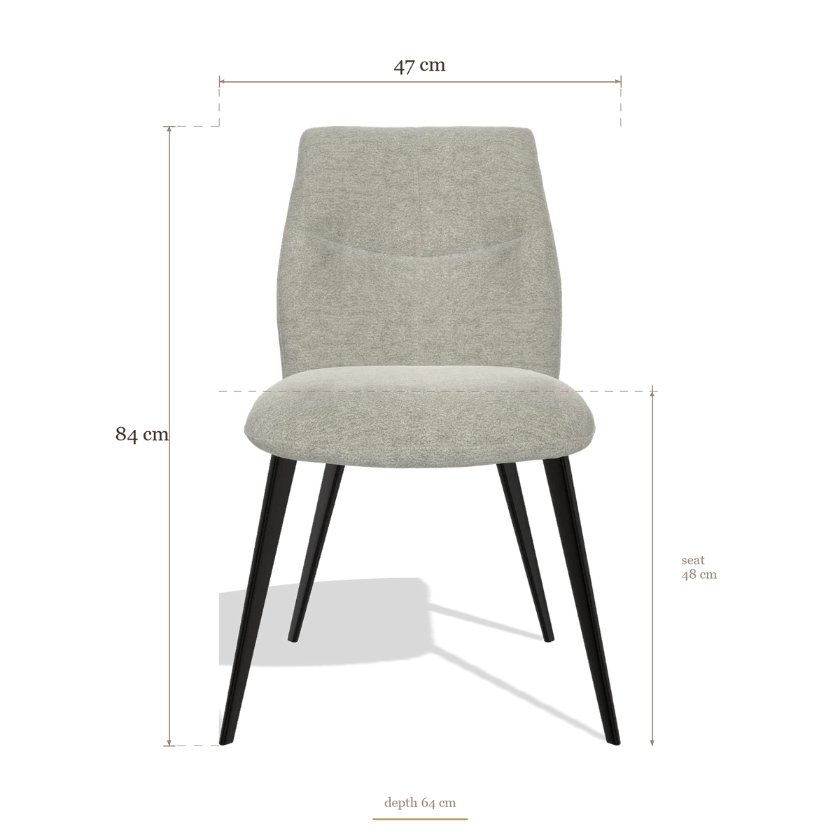 Armless Dining Chair Bari 6405, dimensions 47 x 64 x 84 cm