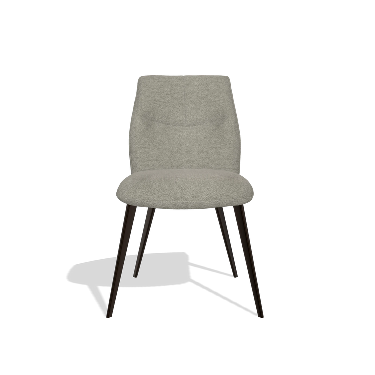 Armless Dining Chair Bari 6405 in Stella 10 fabric (taupe), espresso legs, front view