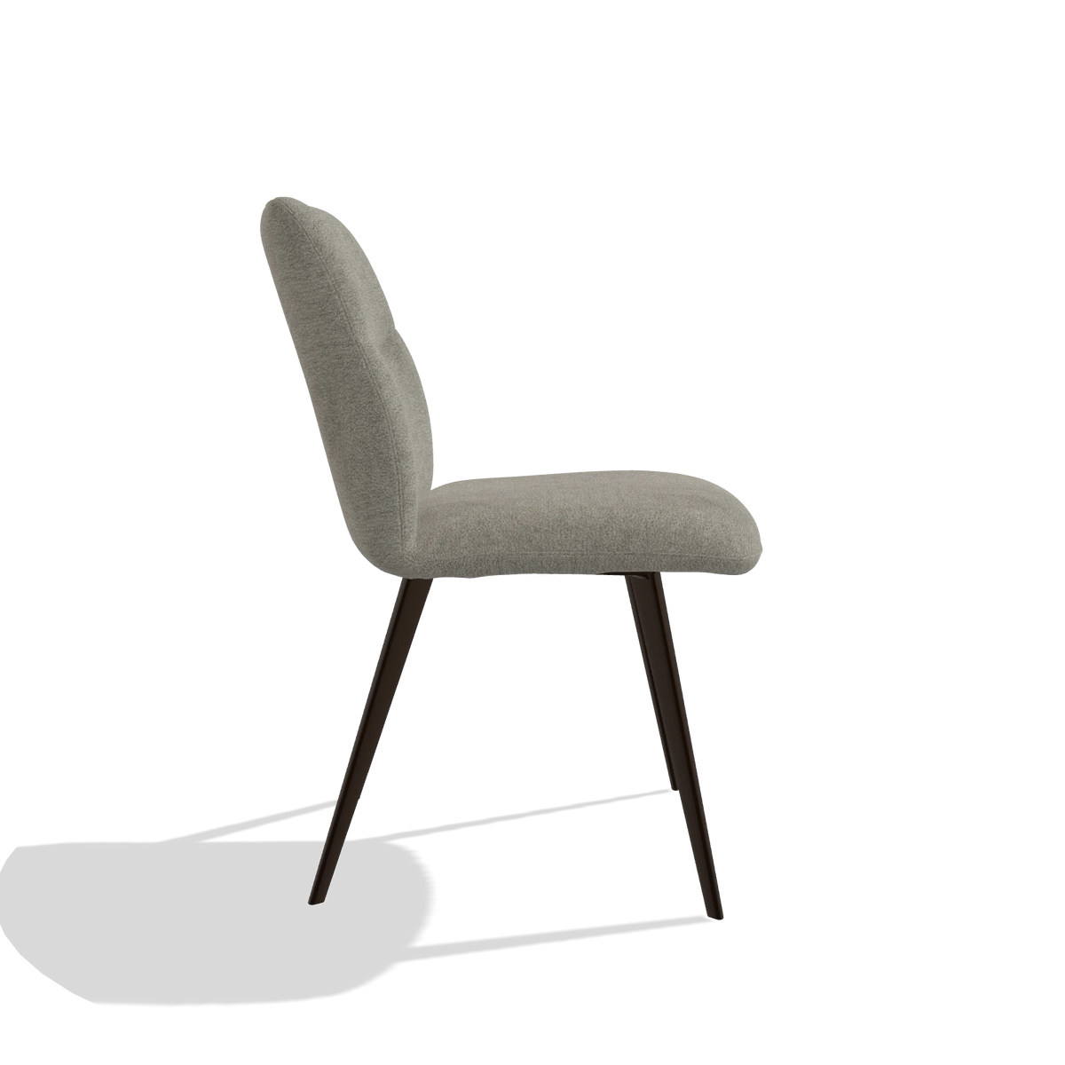 Armless Dining Chair Bari 6405 in Stella 10 fabric (taupe), espresso legs, side view
