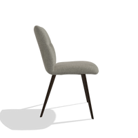 Armless Dining Chair Bari 6405 in Stella 10 fabric (taupe), espresso legs, side view