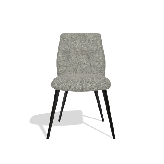 Silla de comedor sin reposabrazos Bari 6405 en tela Taurus 65 (topo), patas en negro, vista frontal