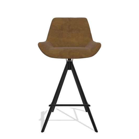 Sgabello da bar Bari 6459 in tessuto Adore 132 (marrone), gambe in nero, vista frontale