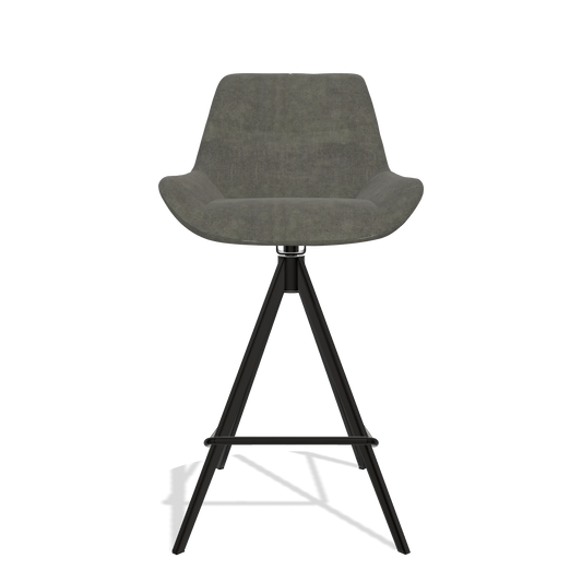 Sgabello da bar Bari 6459 in tessuto Adore 156 (grigio scuro), gambe in nero, vista frontale