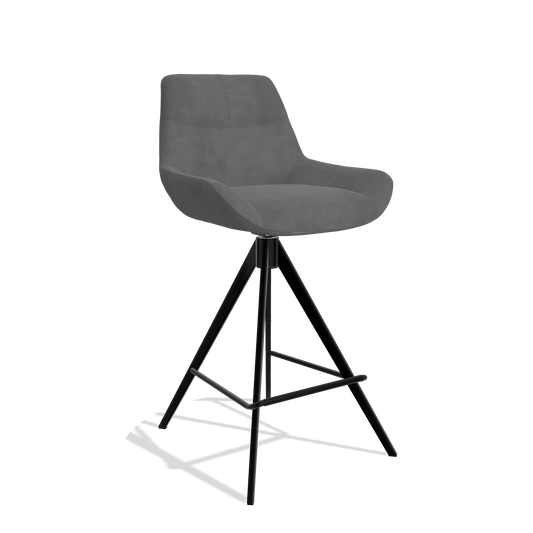 Sgabello da bar Bari 6459 in tessuto Adore 180 (grigio scuro), gambe in nero, vista angolata