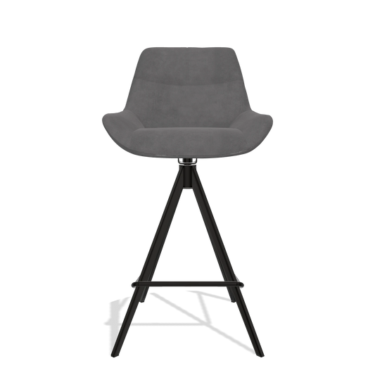 Sgabello da bar Bari 6459 in tessuto Adore 180 (grigio scuro), gambe in nero, vista frontale