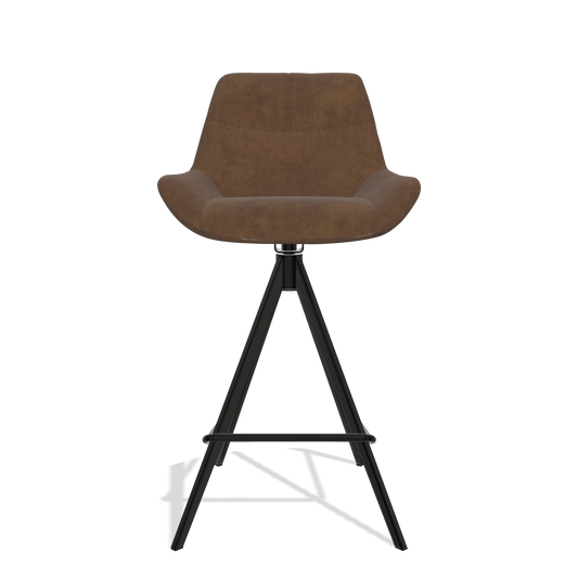 Sgabello da bar Bari 6459 in tessuto Adore 28 (cioccolato), gambe in nero, vista frontale