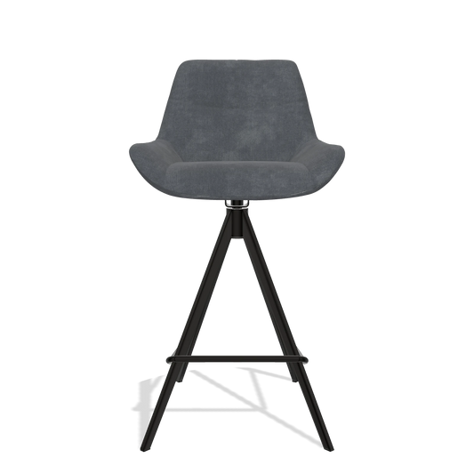 Sgabello da bar Bari 6459 in tessuto Adore 56 (antracite), gambe in nero, vista frontale