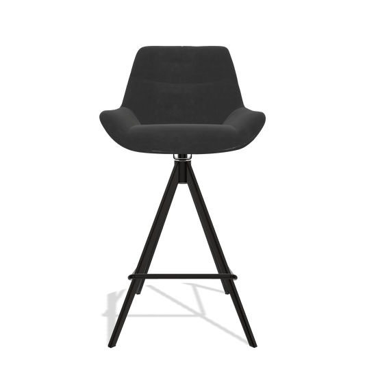 Sgabello da bar Bari 6459 in tessuto Adore 67 (nero), gambe in nero, vista frontale