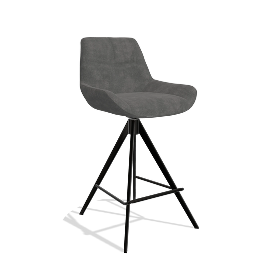 Sgabello da bar Bari 6459 in tessuto Adore 68 (grigio scuro), gambe in nero, vista angolata