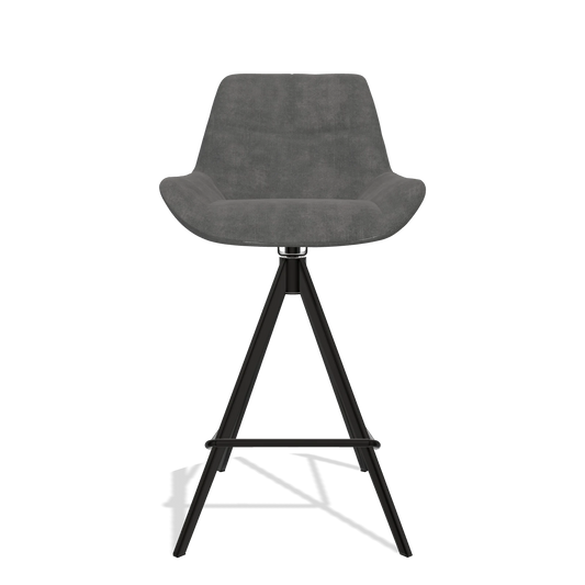 Sgabello da bar Bari 6459 in tessuto Adore 68 (grigio scuro), gambe in nero, vista frontale