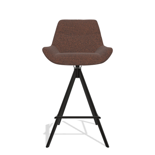 Sgabello da bar Bari 6459 in tessuto Ascot Brick (cioccolato), gambe in nero, vista frontale