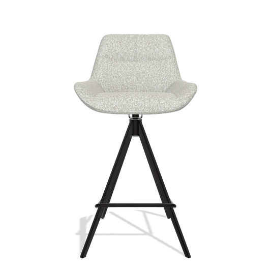 Sgabello da bar Bari 6459 in tessuto Ascot Pearl (grigio chiaro), gambe in nero, vista frontale