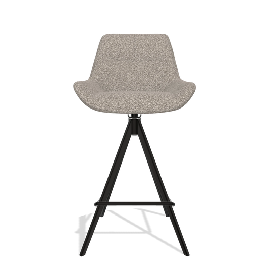 Sgabello da bar Bari 6459 in tessuto Ascot Toffee (grigio), gambe in nero, vista frontale