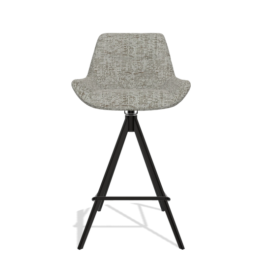Sgabello da bar Bari 6459 in tessuto Be Fine 120 (grigio), gambe in nero, vista frontale