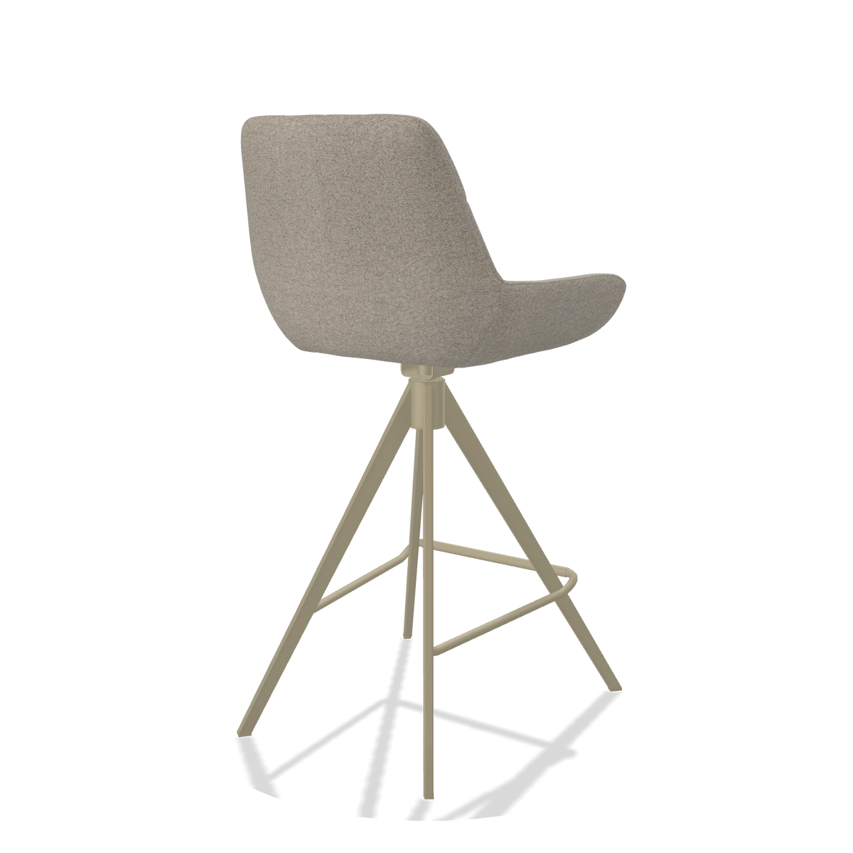 Bar Stool Bari 6459 in Glory 05 fabric (greige), champagne legs, back angled view