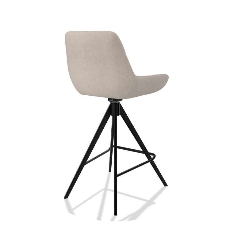 Bar Stool Bari 6459 in Guard 01 fabric (light grey), black legs, back angled view