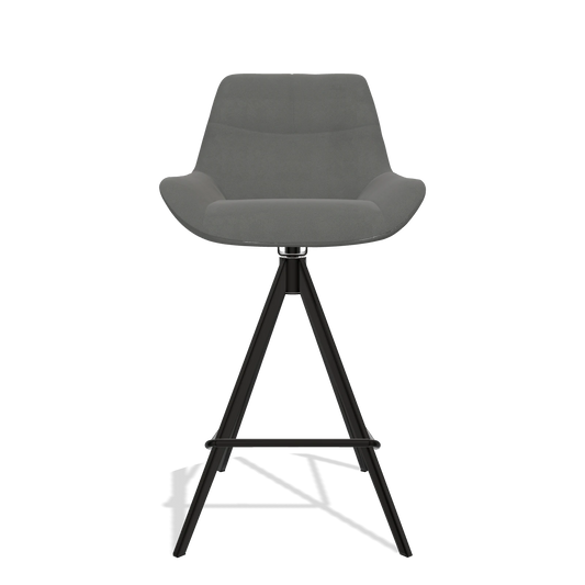 Bar Stool Bari 6459 in Leather B400 (dark grey), black legs, front view