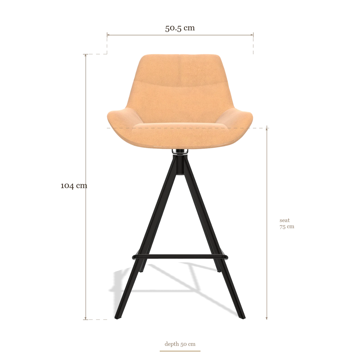 Taburete de bar Bari 6459, medidas 50.5 x 50 x 104 cm